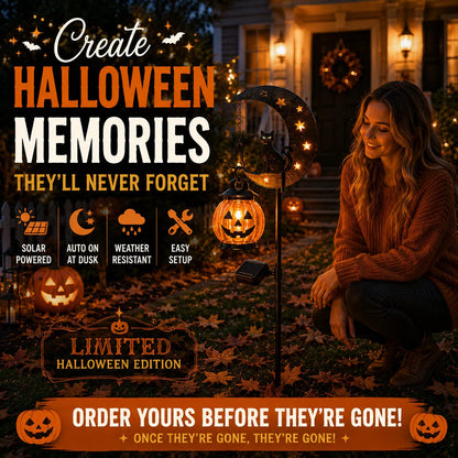 🔥49% OFF TODAY 👻 Solar Halloween Garden Stake Light with Black Cat & Pumpkin
