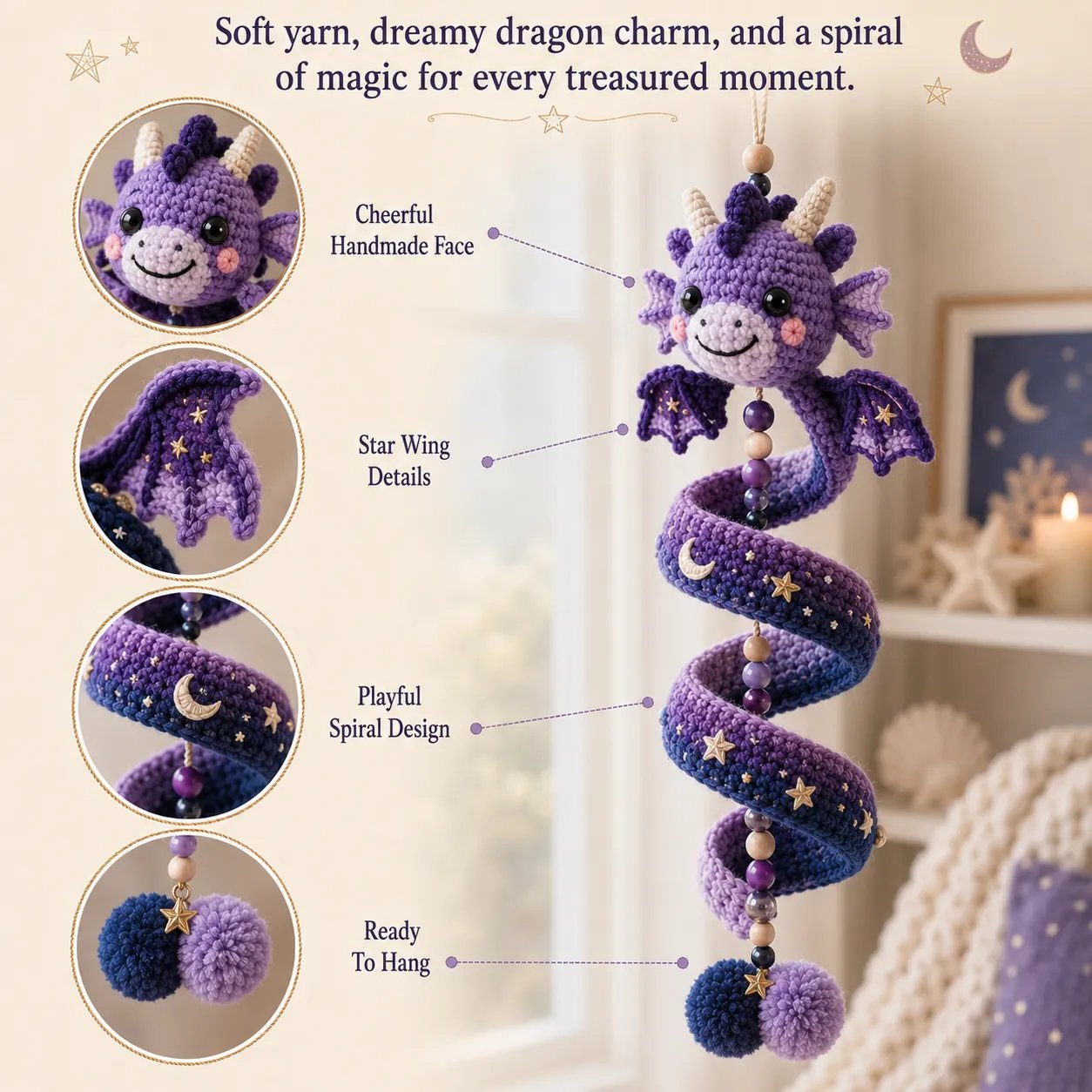 ⏳ Last Day 49% OFF – 🐉 Beginner-Friendly DIY Enchanted Dragon Spiral Hanging Ornament Kit | Complete Kit with All Tools & Step-by-Step Guide Included 💕