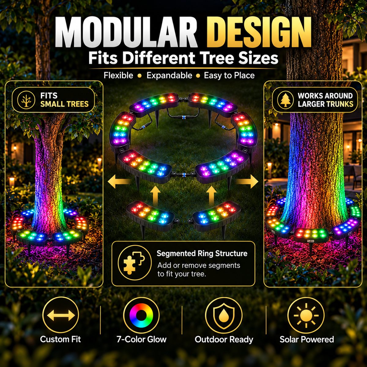 🏳️‍🌈 One Tree. Endless Colors. – Solar RGB Landscape Ring Light