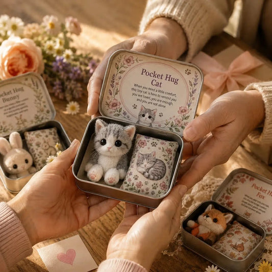 🐱Pocket Hug Plush Keepsake Tin, Mini Portable Comfort Pocket Plush Toy