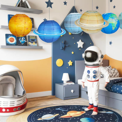 🪐 8-Piece Solar System Planet Paper Lantern Set – Outer Space Birthday Party Decorations