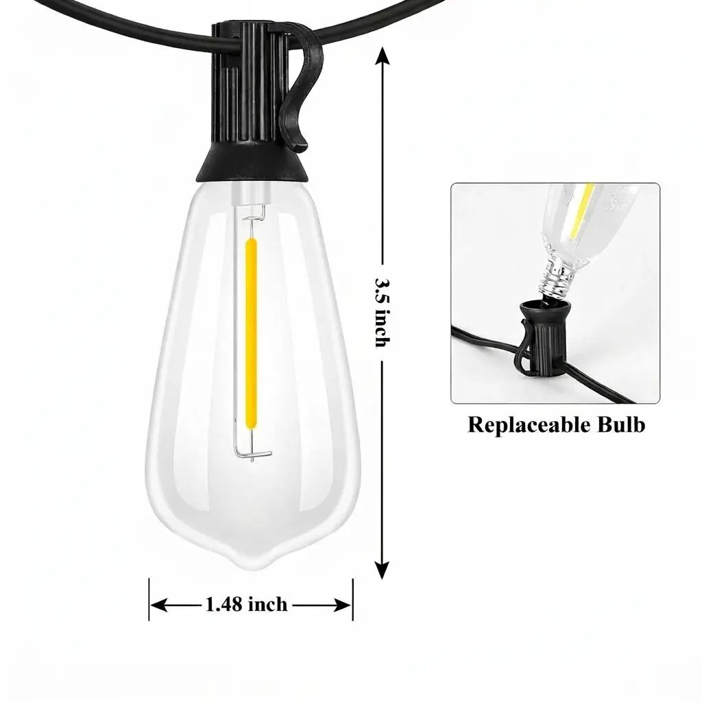 100FT Solar Outdoor String Lights with Remote Control