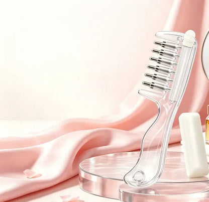 ⭐💧Refillable Scalp Oil Applicator Comb with 6 Metal Massage Tips – Even Root Serum Distribution & Scalp Stimulation for Hair Care