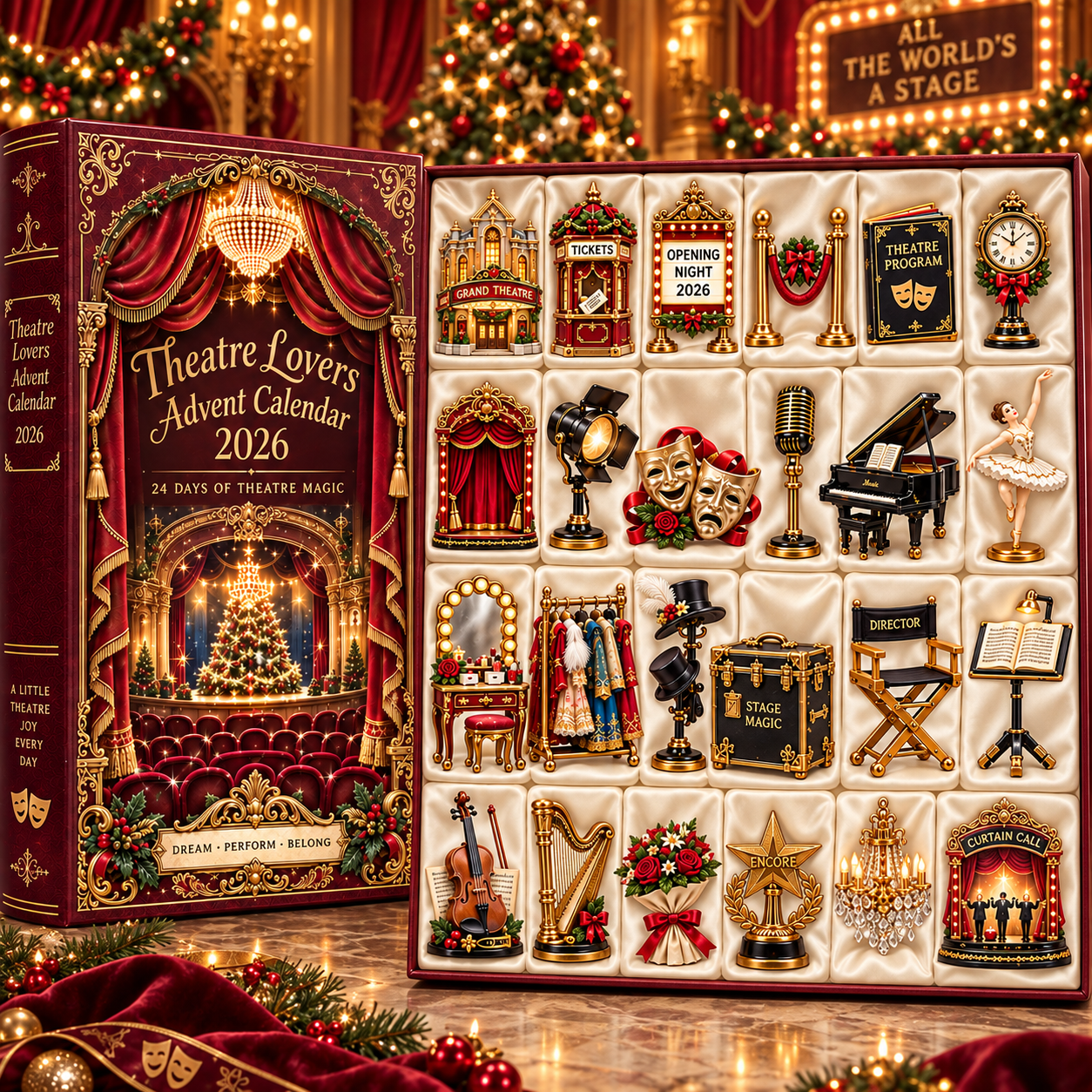 Theatre Lovers Advent Calendar 2026 – 24 Days of Theatre Magic Collectible Miniatures Christmas Countdown Gift