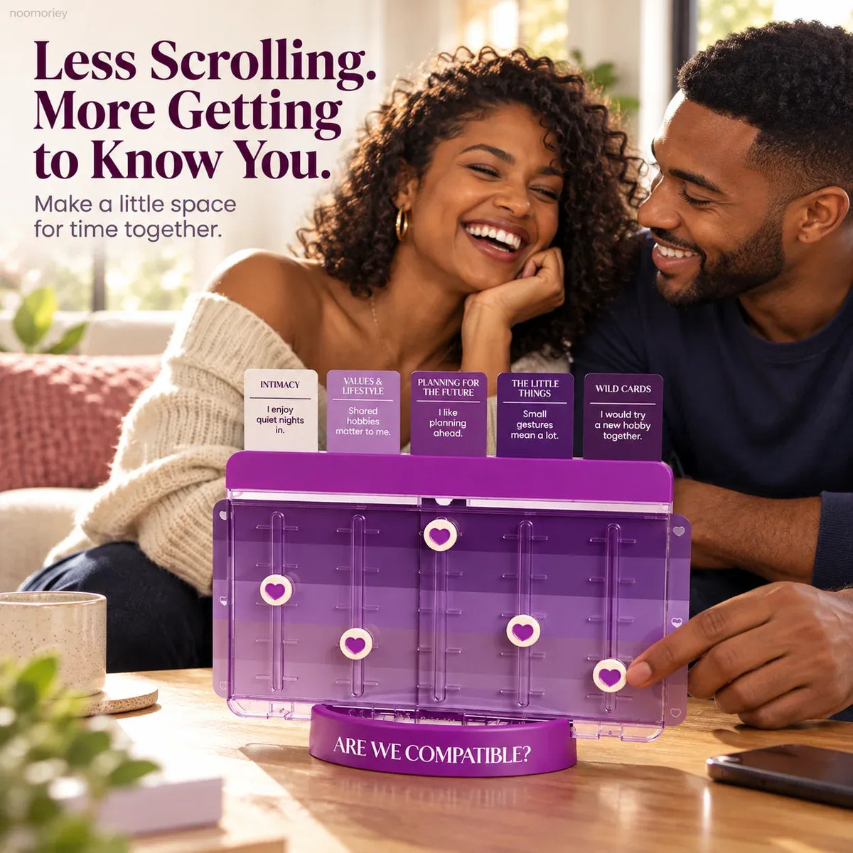 💜 Are We Compatible? Couples Conversation Game – Heart-Slider Board for Date Nights & Meaningful Moments