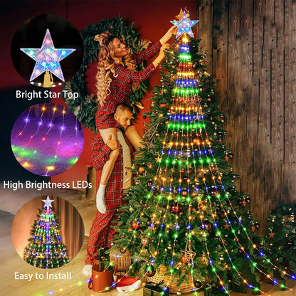 🎄✨ Magical Cascade Christmas Tree Fairy Lights