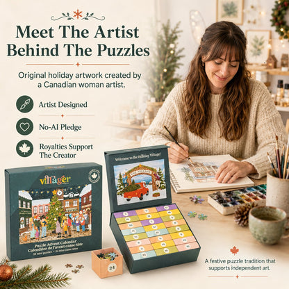 🎄24 Days of Cozy Christmas Puzzle Advent Calendar | 24 Artist-Designed 100 Piece Mini Jigsaw Puzzles🧩