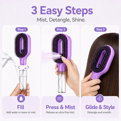 ✨ 2-in-1 Mist Hairbrush | Instant Detangle & Anti-Frizz