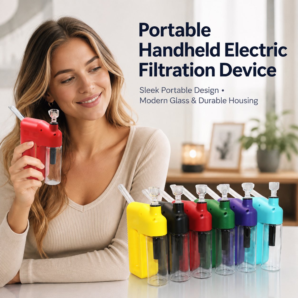 ✨ Portable Handheld Electric Filtration Device | Modern Glass Minimalist Design
