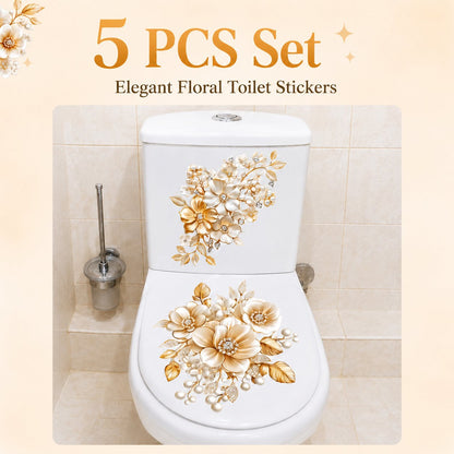 🌼Luxury Golden Flower Toilet Sticker