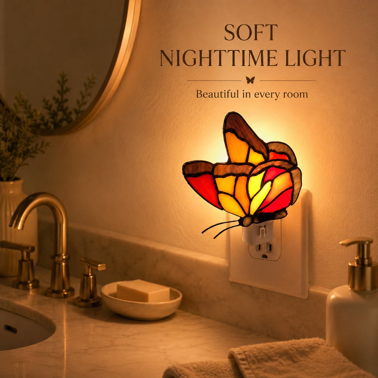 🦋 Limited-Time 50% OFF – Stained-Glass-Style Butterfly Plug-In Night Light