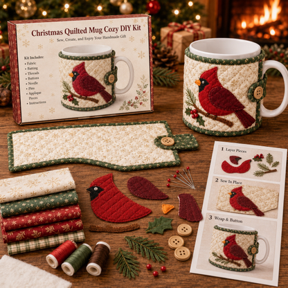 Christmas Mug Cozy Sewing Kit – 6 Festive Appliqué Designs