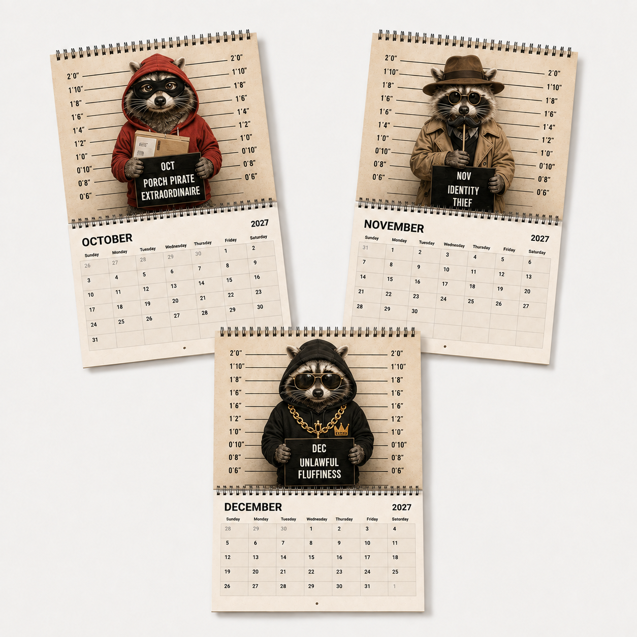 🦝🚨 Raccoon Crime Syndicate 2027 Calendar – 12 Months of Trash, Trouble & Tiny Criminals 😂