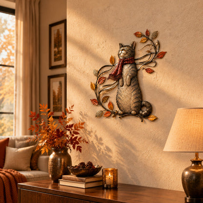 Autumn Cat Metal Wall Decor – Swinging & Standing Cat Designs