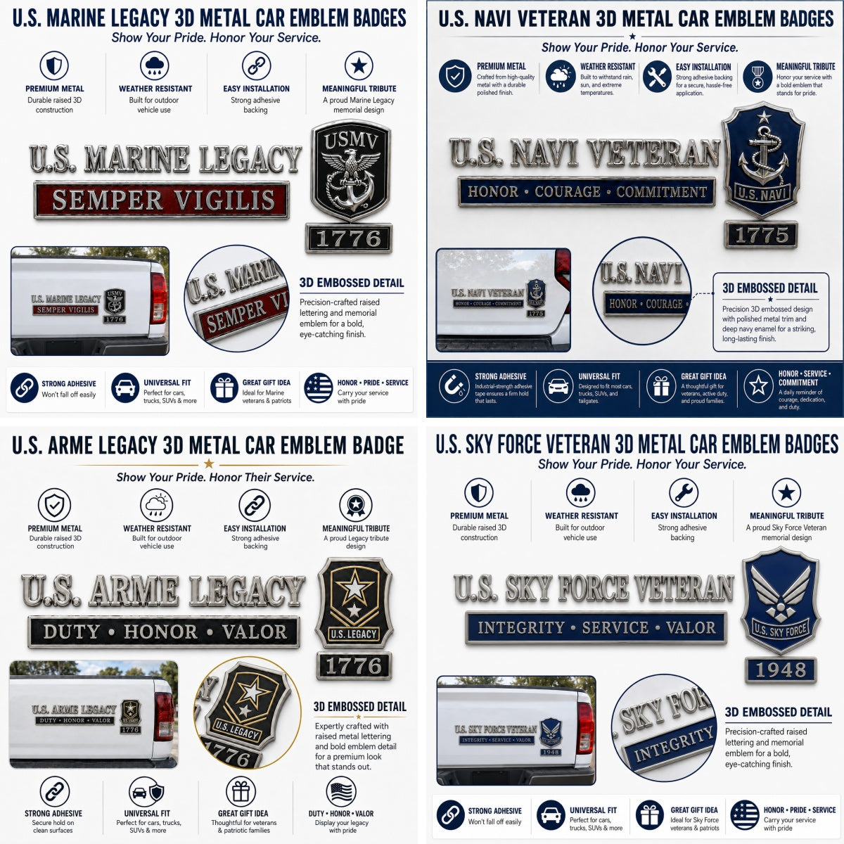 🇺🇸 Last Day Promo: 49% OFF -🎖️U.S. Military Veteran Car Emblem Metal Badge Collection