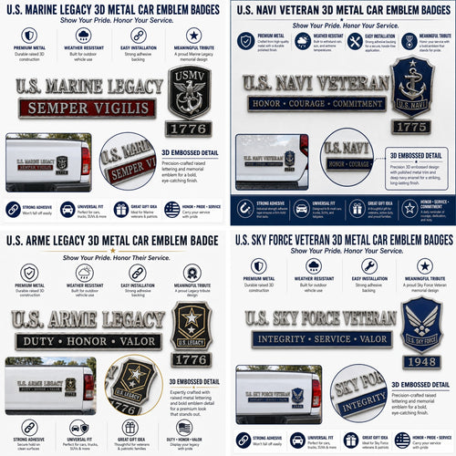 🇺🇸 Last Day Promo: 49% OFF -🎖️U.S. Military Veteran Car Emblem Metal Badge Collection