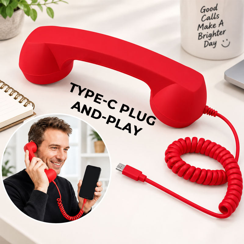 Retro USB-C Telephone Handset – Wired Speaker & Microphone