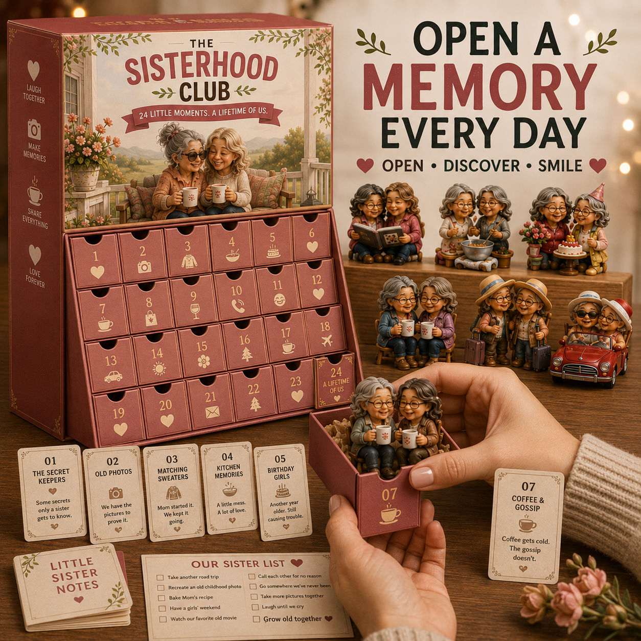 Opening a numbered drawer in the Little Joys Advent Calendar