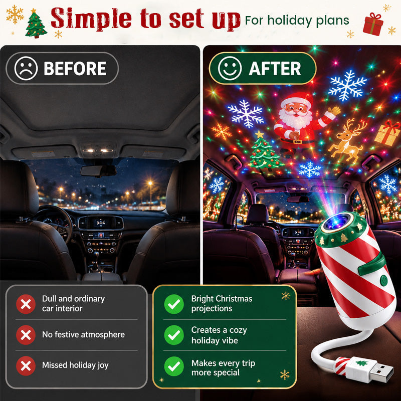 🎄 Merry Ride Christmas Car Projector Light | Up to 24 Patterns
