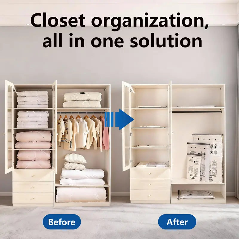 ✈️ Vacuum Compression Storage Bags Set – Pack More, Travel Lighter & Save Closet Space