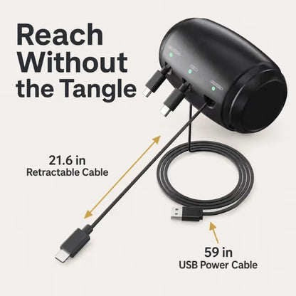 Headrest Car Charger with Retractable Cable