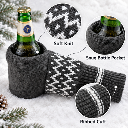 ❄️ Nordic Knit Beer Mitten 🍺 Universal Thermal Beverage Glove for Beer Bottles & Cans