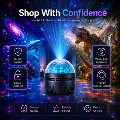 360° Smart Galaxy Projector – Ocean, Space & Ambient Room Scenes