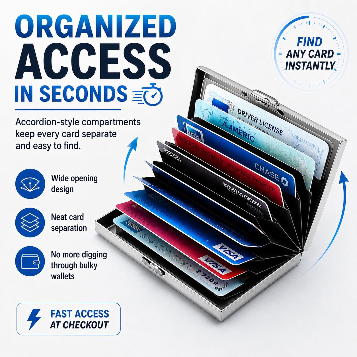 RFID Blocking Metal Card Holder – Slim Accordion Wallet