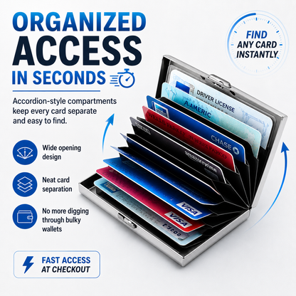 RFID Blocking Metal Card Holder – Slim Accordion Wallet