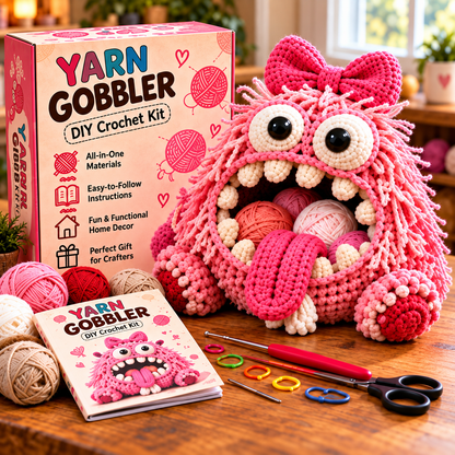 🧶👾 Yarn Gobbler™ – DIY Crochet Monster Yarn Holder Kit Collection