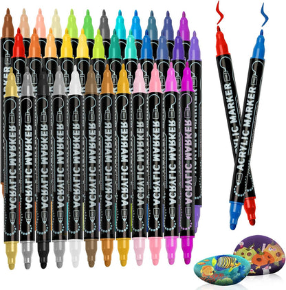 🌟Premium Dual-Tip Acrylic Markers Set | Unleash Your Creativity!🎨
