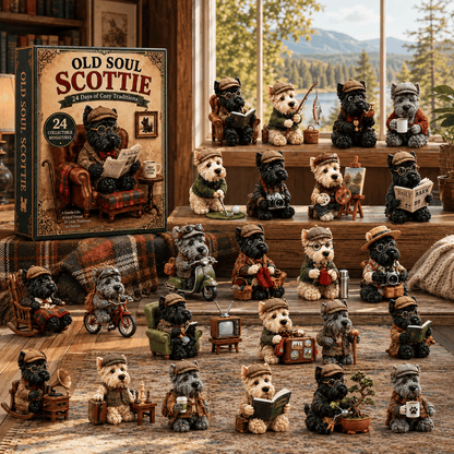 Old Soul Scottie 24-Day Advent Calendar – 24 Adorable Collectible Scottish Terrier Miniatures, Cozy Christmas Countdown Gift for Scottie Lovers & Dog Owners