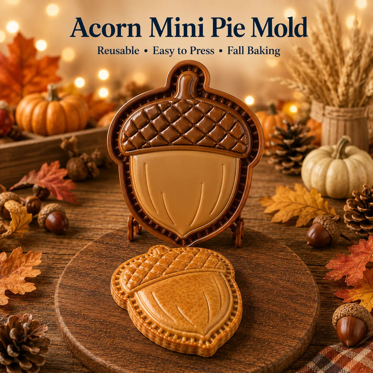 ⏳ Last Day 49% OFF – 🍂 8-Design Fall Mini Pie Mold Collection | Reusable Embossed Molds for Shaping Detailed Owl, Fox, Turkey, Pumpkin, Acorn & More 🥧✨