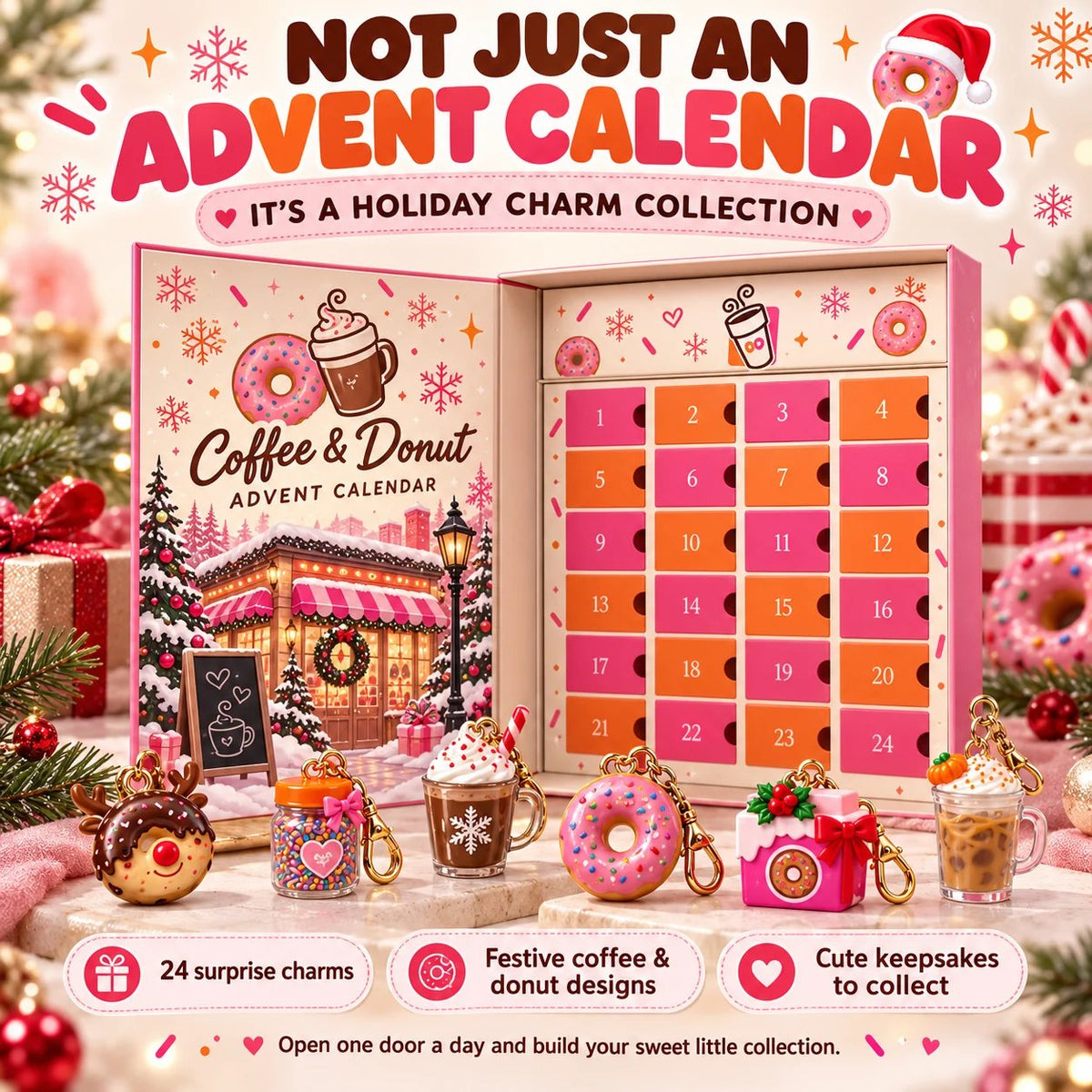 🎄 24-Day Christmas Keychain Advent Calendar – Daily Mini Charm Surprises For Holiday Countdown