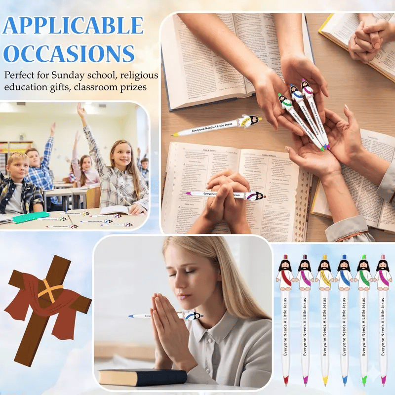📚Back-to-School Offer✝️Jesus Figures Pen Bible Verse Ballpoint Pen🖊️ with Inspirational Quotes
