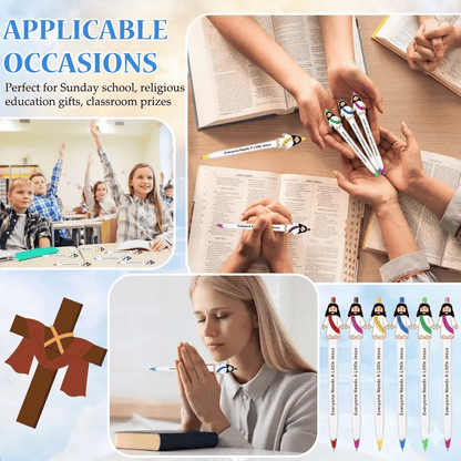 📚Back-to-School Offer✝️Jesus Figures Pen Bible Verse Ballpoint Pen🖊️ with Inspirational Quotes