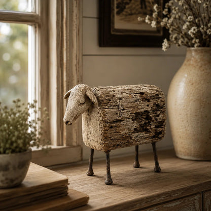 🐑 Vintage Distressed Farm Animal Sculptures – 5 Rustic Styles