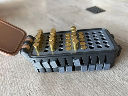 💥🔥Quick Access .22LR Ammo Storage Box – 50 Round Lift-Up Design Cartridge Organizer for Range & Storage