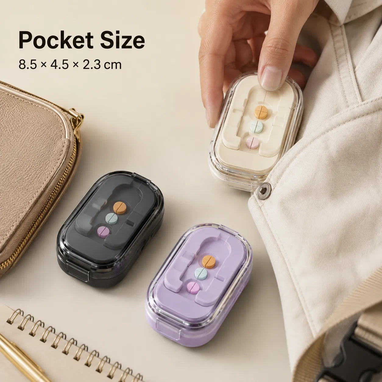 Adjustable Pill Cutter with Storage for Precise Dose Splitting
