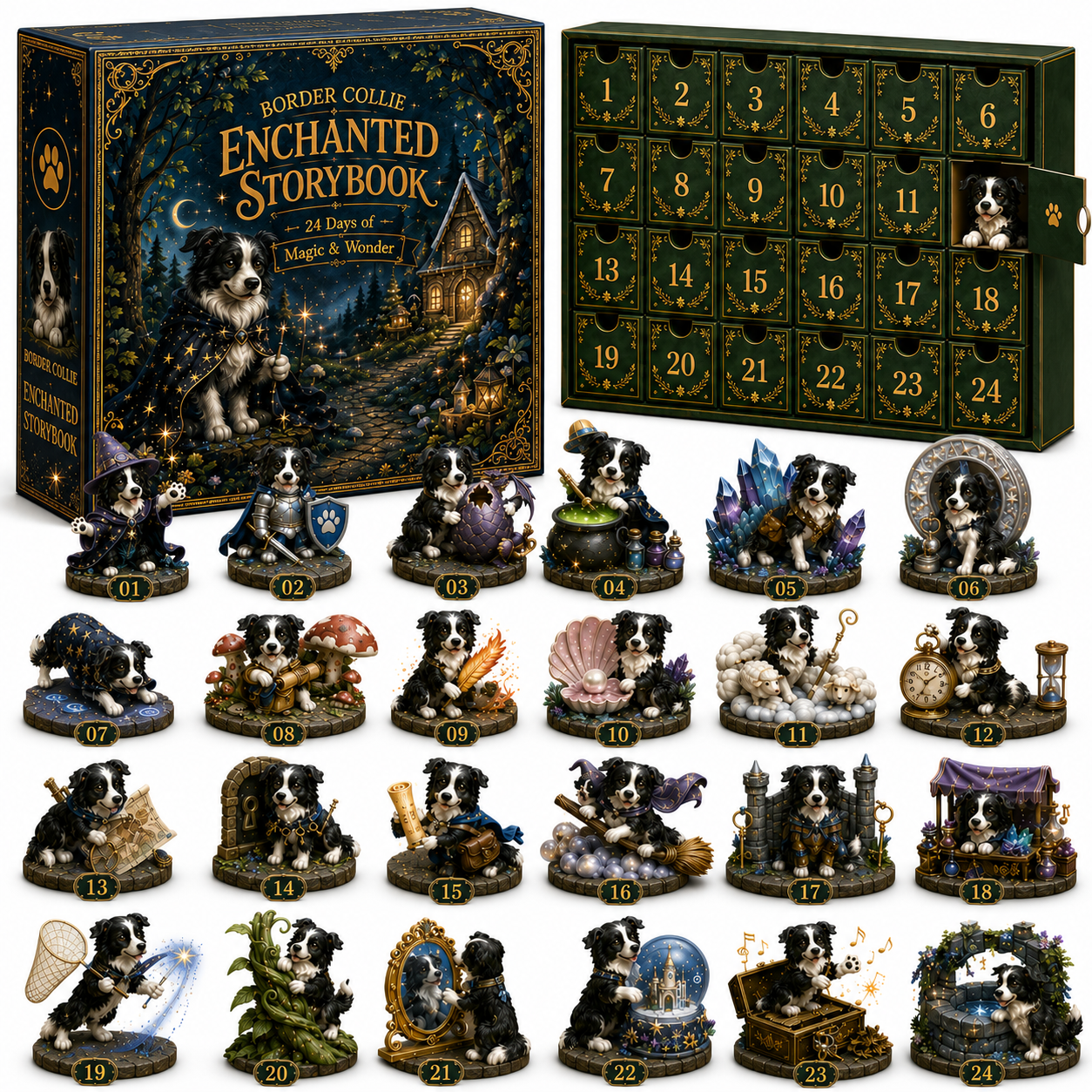 Complete 24 Border Collie Enchanted Advent Calendar collection