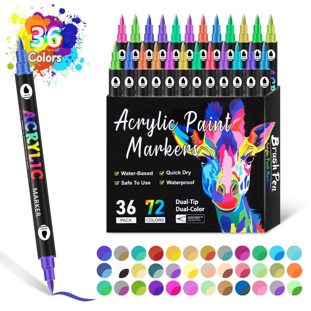 🎉🔥49%OFF - Dual Tip Acrylic Paint Pen Marker - 24/48/72 Colours