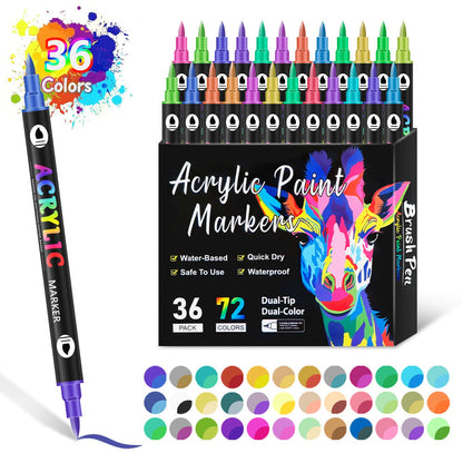 🎉🔥49%OFF - Dual Tip Acrylic Paint Pen Marker - 24/48/72 Colours