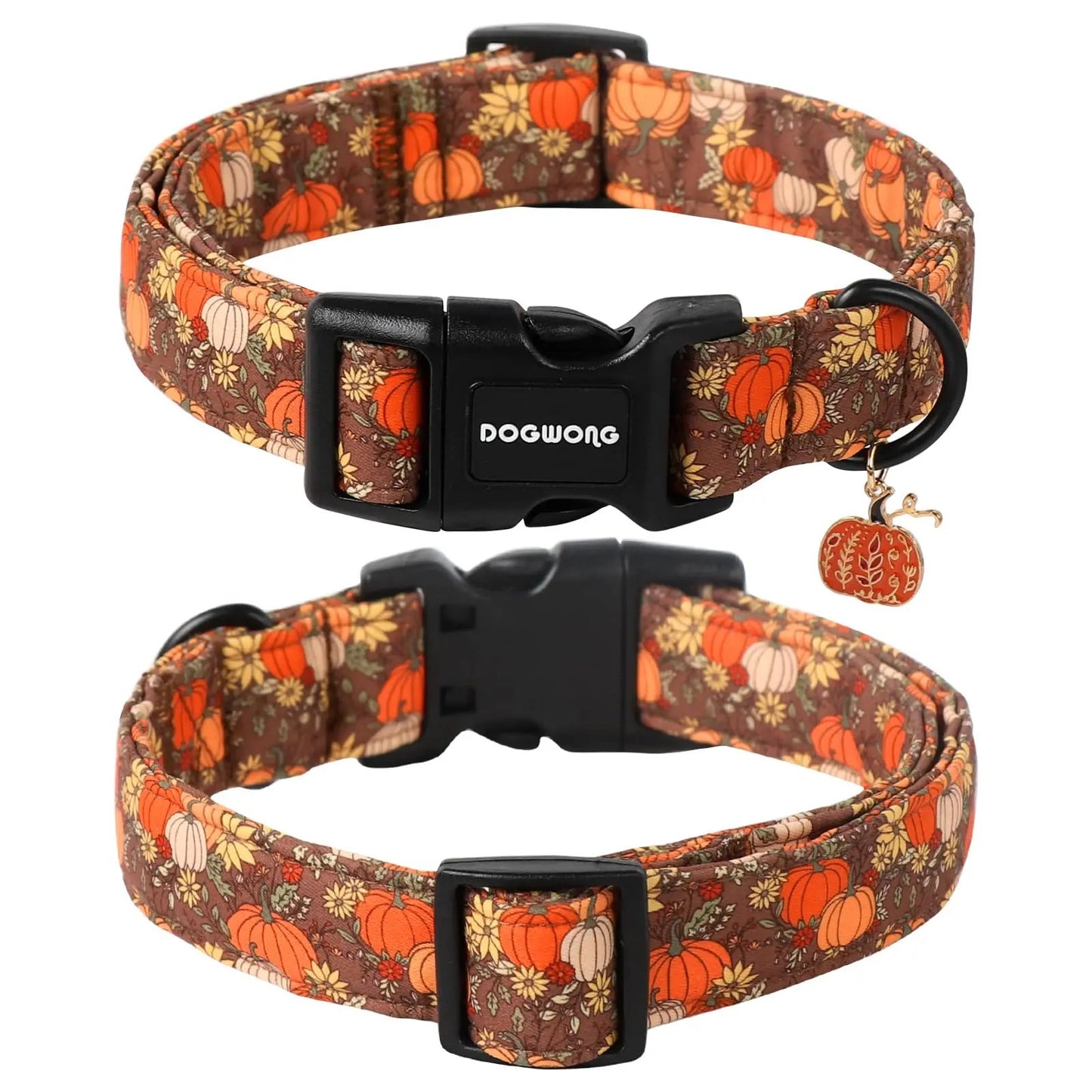 Fall Pumpkin Dog Collar | Adjustable Soft Padded Pet Collar with Pumpkin Charm 🎃🍂