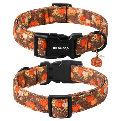 Fall Pumpkin Dog Collar | Adjustable Soft Padded Pet Collar with Pumpkin Charm 🎃🍂