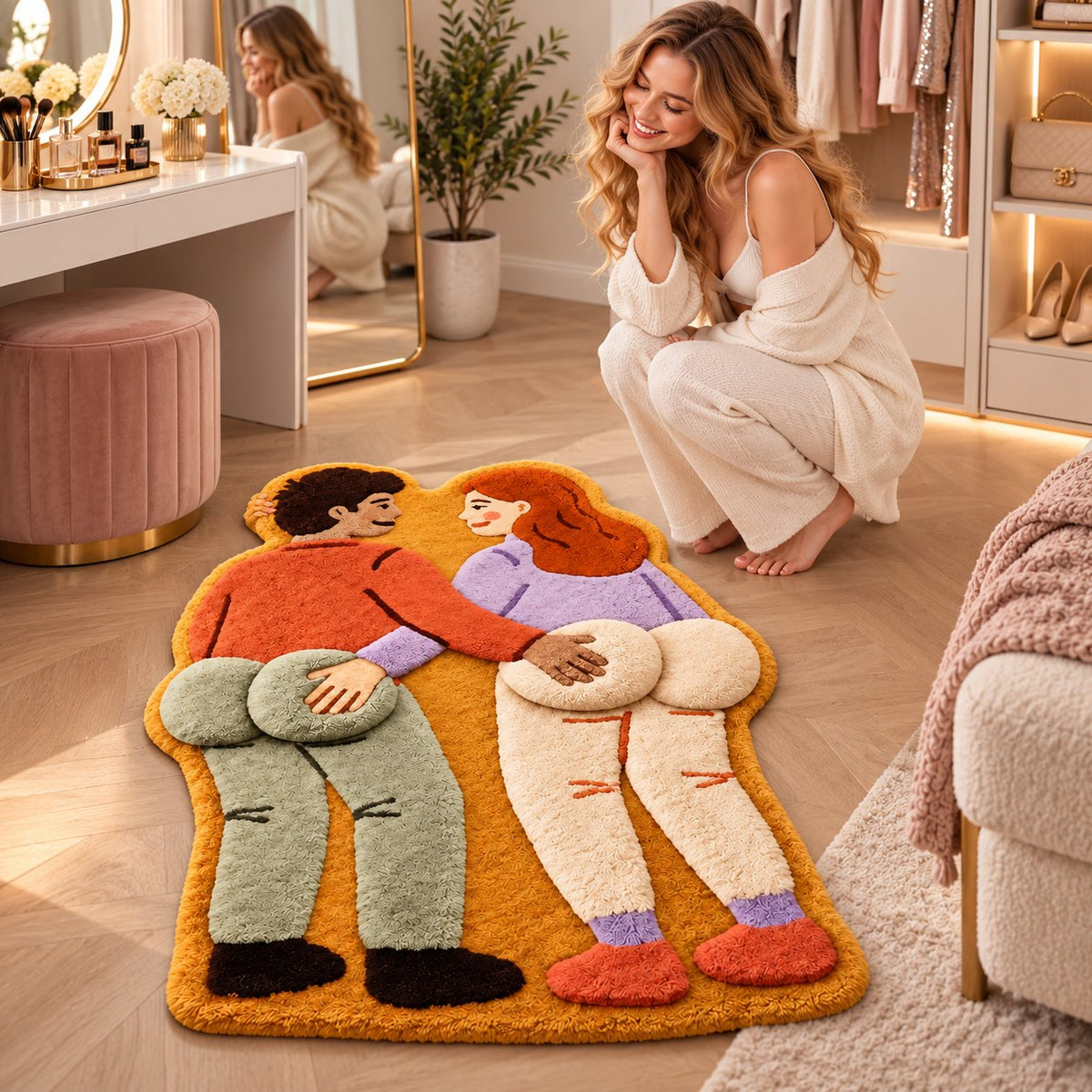 Cheeky Couple 3D Plush Bath Mat – Funny Statement Rug
