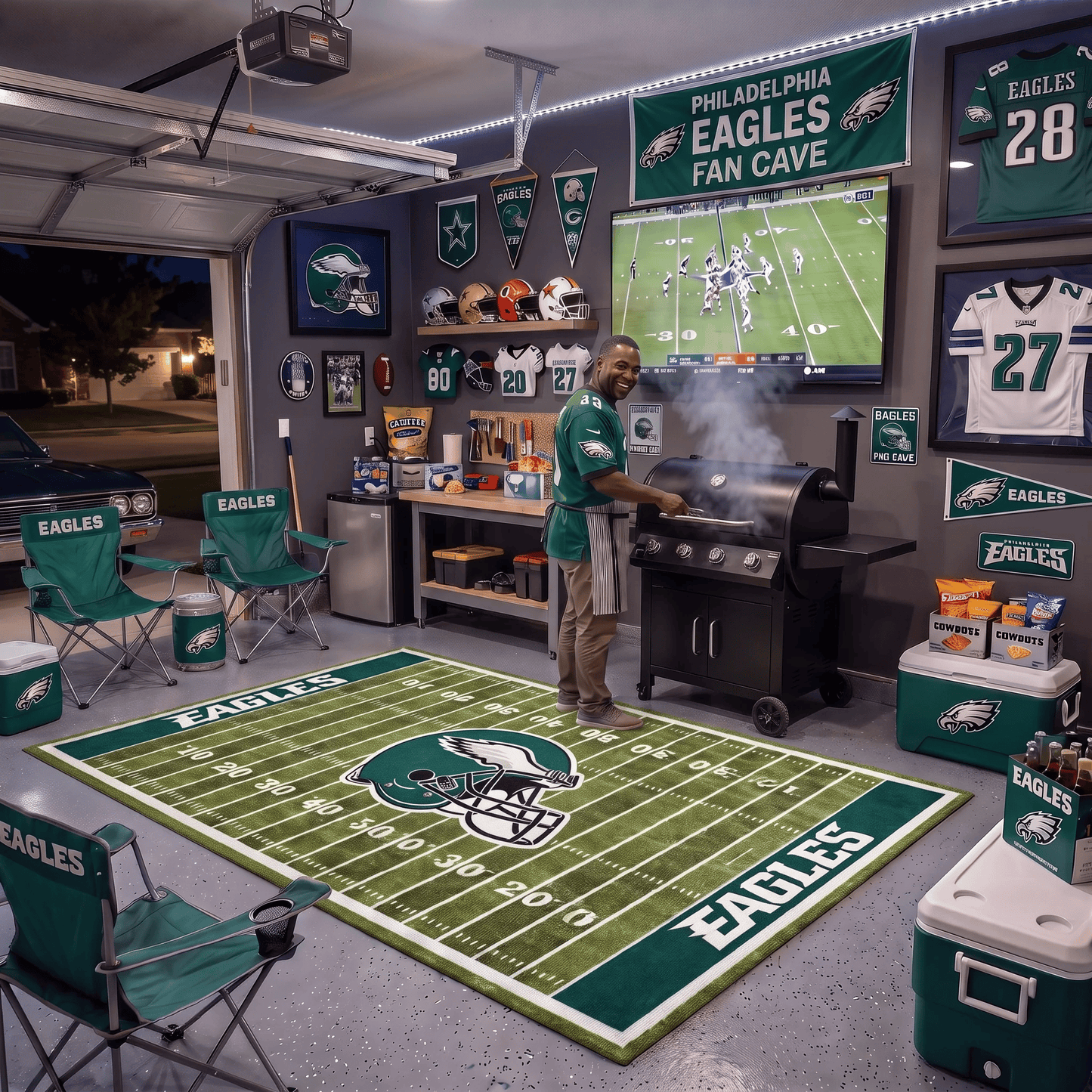 Gridiron Football Field Area Rug 🏈
