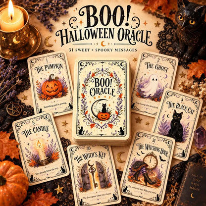 🎃 Sweet & Spooky Halloween Oracle Deck – 31 Daily Spooky Messages for October