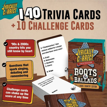 Lyrically Correct Music Trivia Game Bundle – Country, Hip-Hop, R&B & Pop Editions