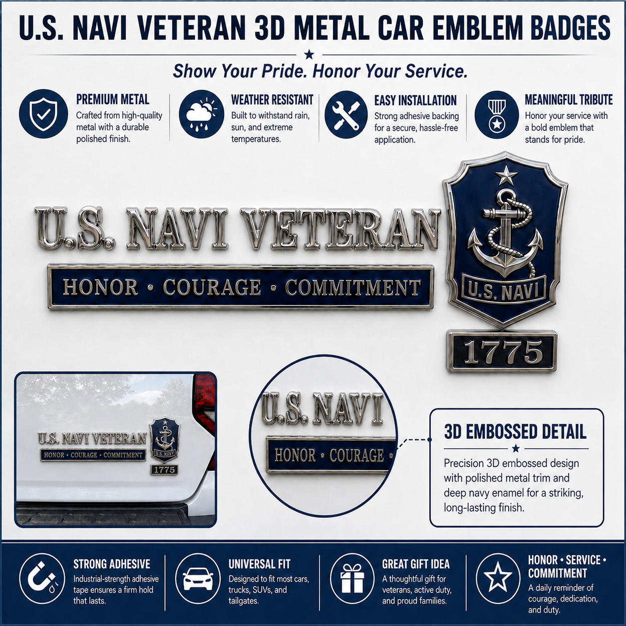 🇺🇸 Last Day Promo: 49% OFF -🎖️U.S. Military Veteran Car Emblem Metal Badge Collection