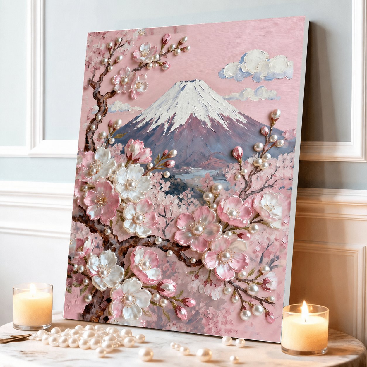 ✨ LAST DAY 49% OFF – Premium Pearl Self-Adhesive Canvas Art Kit | Pre-Printed Oil Canvas with Acrylic Pearl Pieces DIY Elegant 40×50cm Wall Decor 🖼️💎